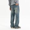Khmer Bamboo Pattern New Cleanfit Heavy Industry Washed Denim Straight High Street Loose Trousers Spliced Jeans