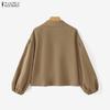 ZANZEA Women Loose Classic Collar Solid Color Long Sleeve Blouse