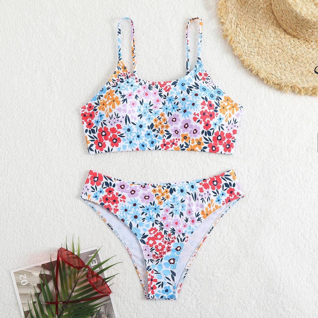 European and American Sexy Swimsuit Suit Split Swimsuit Women and Girls Floral Bikini Three-point Underwear