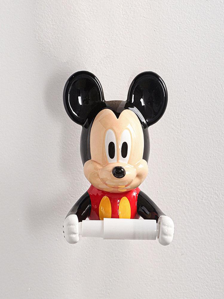 

Disney Anime Cute Cartoon Mickey Mouse Kawaii Model Kitchen Upright Paper Towel Hanger No Punch Lazy Rag Holder Collection Toy