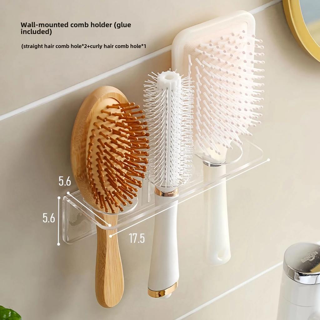 Clear Acrylic Comb Holder Self Adhesive Storage Shelf For Wall Decoration Toys Bookshelf Bathroom Accessories