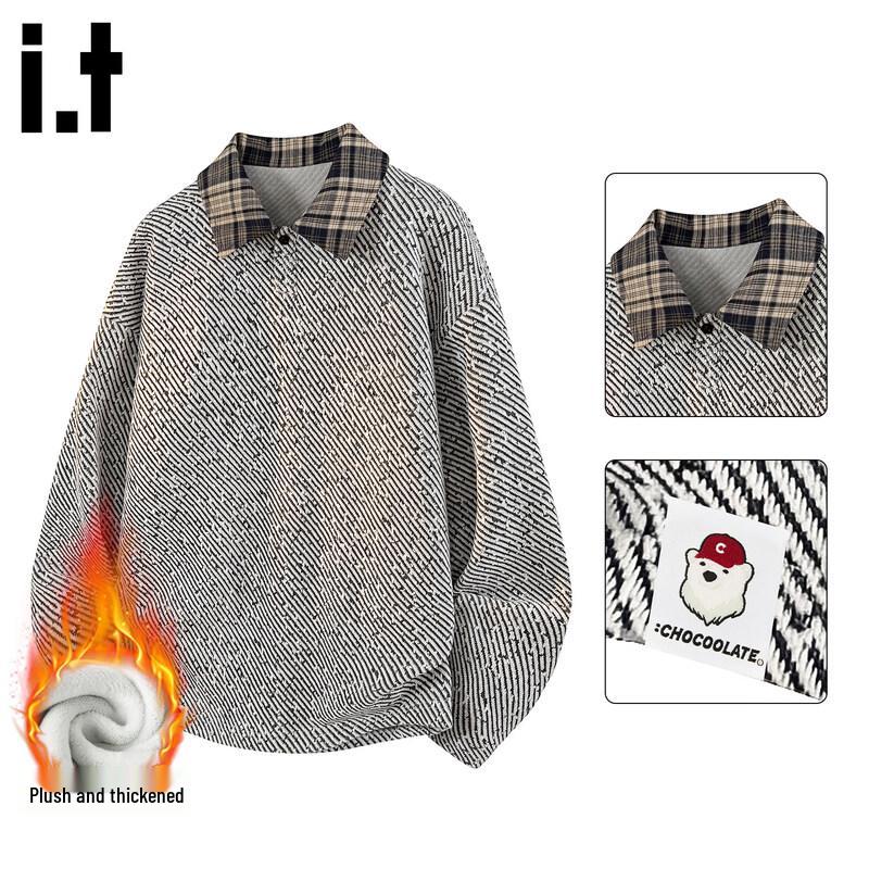 Men's Fleece-Lined Polo Collar Sweatshirt