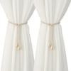 2Pcs Boho Style Curtain Straps Handmade Natural Cotton Linen Curtain Ties Decorative Curtain Rack Balcony Towel Holder