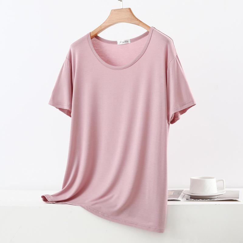 Damen Übergröße Modal Lockeres Kurzarm-T-Shirt