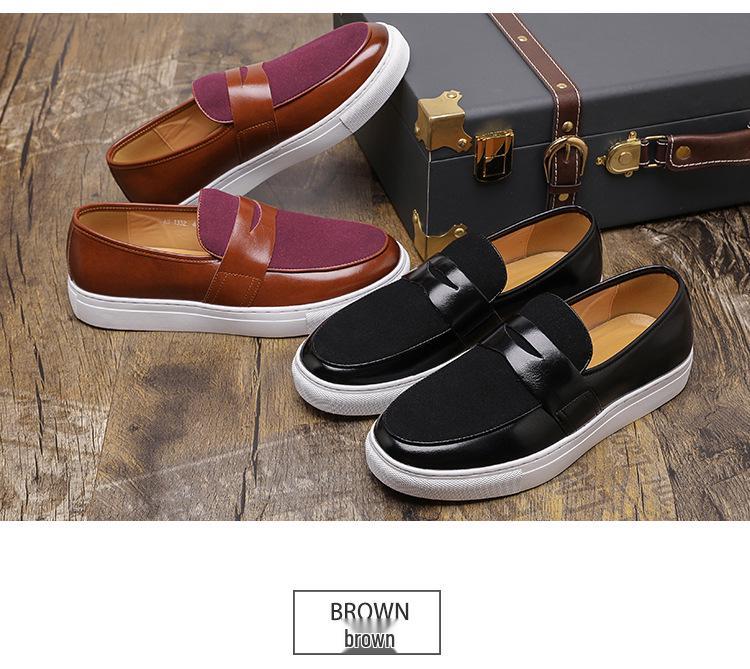 Mocassins Masculinos de Couro Estilo Britânico Tamanho Plus para Uso Casual de Negócios