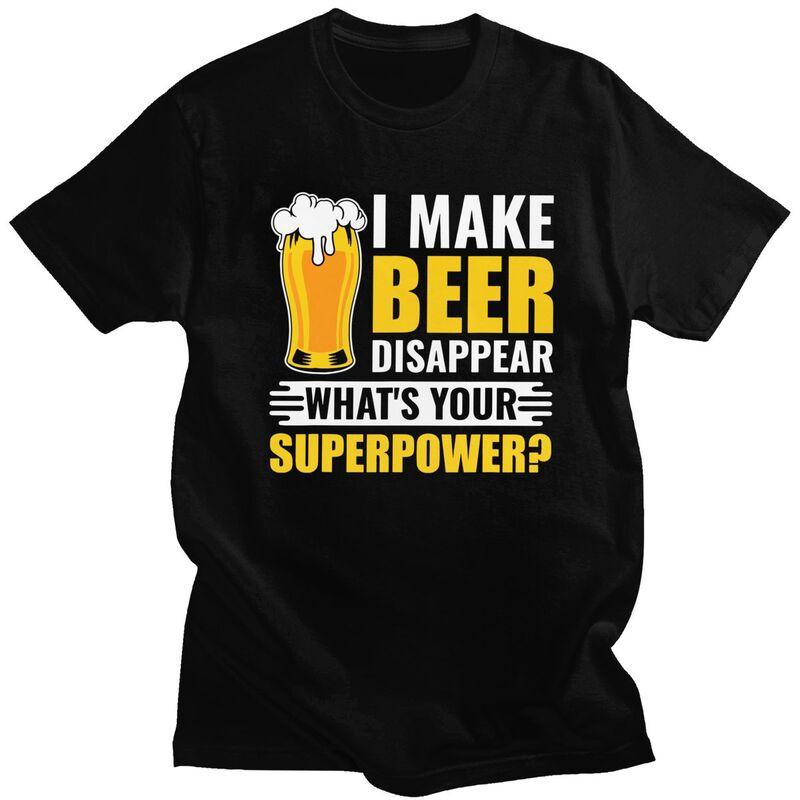 Custom Funny Beer I Make Beer Disappear Whats Your Superpower T Shirts Men Tee Tops 100% Cotton Slim Fit Tshirts Merch - Men ... S разноцветный