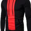 Men Fall Winter Hoodie Colorblock Drawstring Long Sleeves Big Pocket Hooded Retro Thin Loose Daily Wear Casual Sport Top