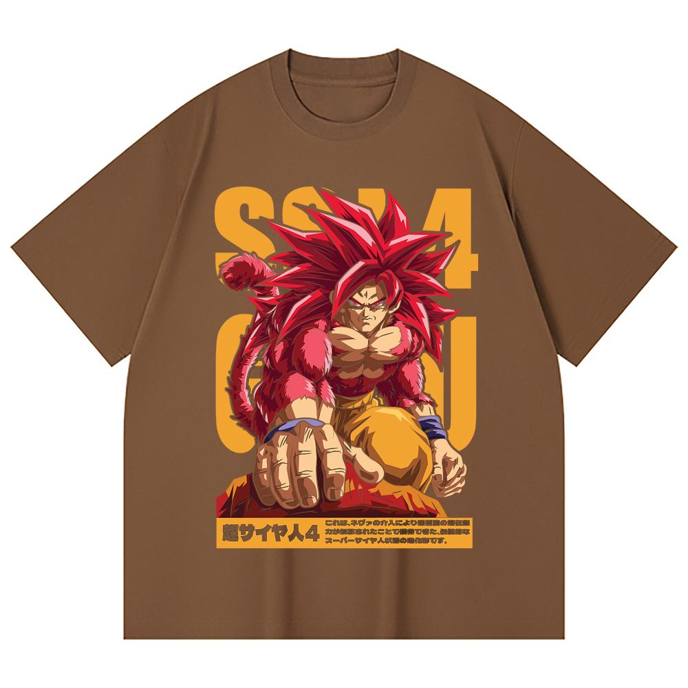 T-shirt unisex in cotone pesante 100% da 230 g/m² con stampa Dragon Ball V42 Goku SSJ4.