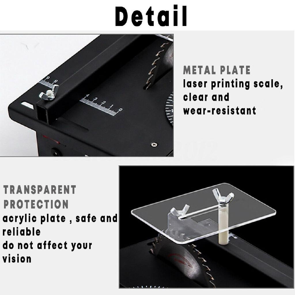 100W Mini Table Saw Handmade Woodworking Bench Saw DIY Hobby Model Crafts Cutting Tool+Power Supply 125mm HSS Circular Saw Blade