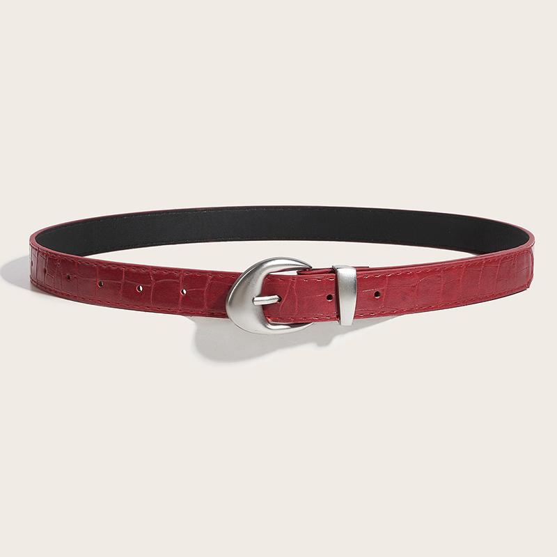 High-End Crocodile Pattern Red Thin Belt For Women 2025  Niche  Belt For Skirts And Jeans