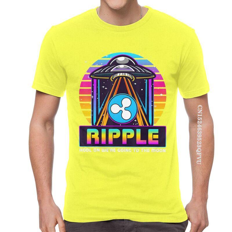 Mens Ripple XRP HODL On We Are Going To The Moon T Shirts Vaporwave Bitcoin Tshirt Hip Hop T Shirt Cotton Oversized Tee Tops