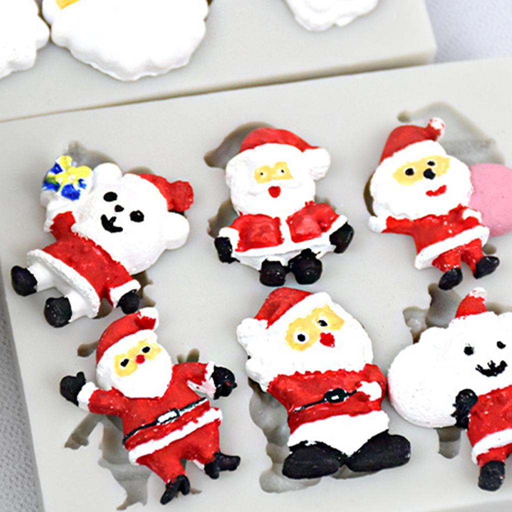 4 stk Julenisse Elg Snømenn Silikonform Fondant Sjokoladeform DIY Julekake Dessertform Bake DIY Forsyninger