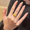 Exquisite Palace Style Real Gold Plated Flower Open Ring - Retro, Luxurious Hand Jewelry