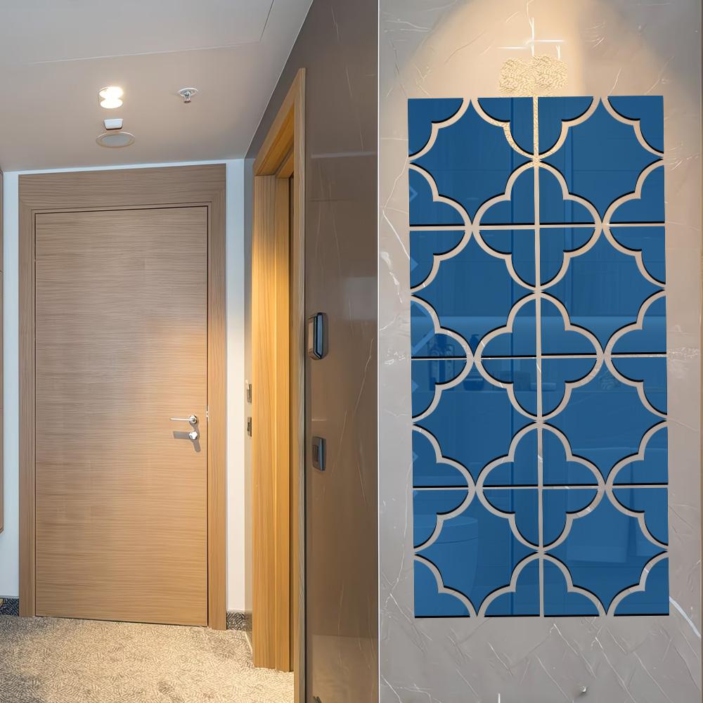 Quatrefoil Acrylic Mirror Wall Stickers Self Adhesive 3D Mirror Decals DIY Living Room Entrance Bathroom Home Decor Mirror Tiles