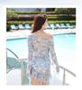 Women's 2025 Split Printed Swimsuit: Tummy Control Slimming Bikini with Hip Wrap Skirt - Four-Piece Set for Hot Spring Resort.