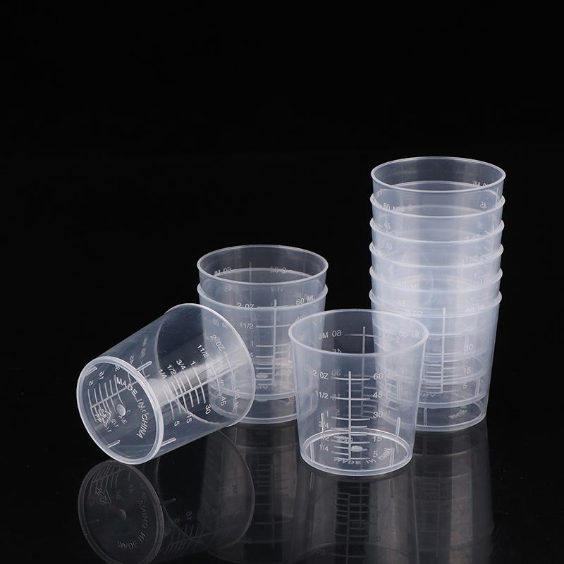 10Pcs 60Ml Measuring Cup Transparent Plastic Scale Beaker Cups Lab Graduated Liquid Container Without Handle Kitchen Baking Tool