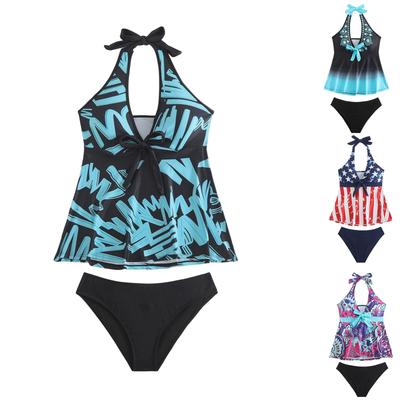 Women's Split Fashion Sexy Bikini Print With Breast Pad Without Steel Bracket Swimsuit