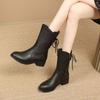 Medium Boots Women's Winter New Leather Boots Thick Heel Mother Medium Heel Martin Boots Fashion Versatile Boots
