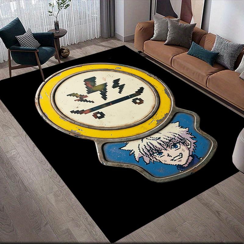 Killua Zoldyck Home Sofa Decoration for Living Room & Bedroom, Non‑Slip Play Flannel Floor Mat for Game Room