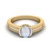 7 X 5 MM Oval Moonstone Gemstone 925 Sterling Silver Gold Vemreil Halo Accent Wedding Women Ring