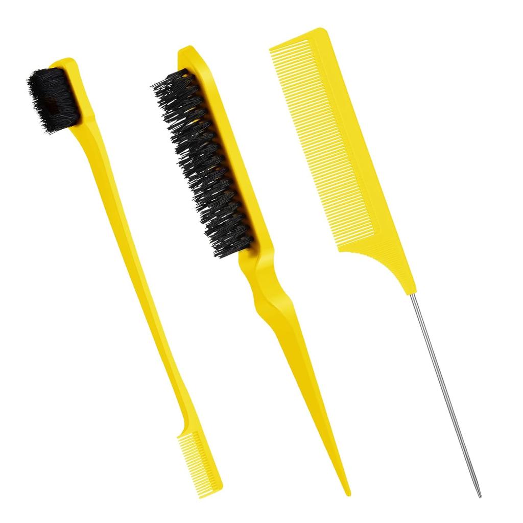 Hair Styling Comb Hair Brush Set, Teasing Edge Brush Rat Tail Comb For Curly/Straight/Wet/Dry/Long/Short Hair