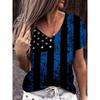 American Flag 3d Print T-shirt Women Fashion V-Neck T-shirts Short Sleeve Tops Tees Loose Casual Tees