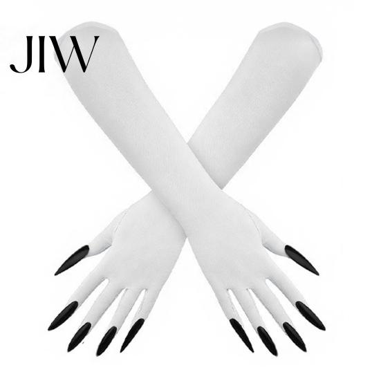 Comfortable Spooky Gloves 1 Pair Halloween Ghost Claw Gloves, Long Fingernail Witch Costume Elastic Polyester Accessory, Dark Party Performance