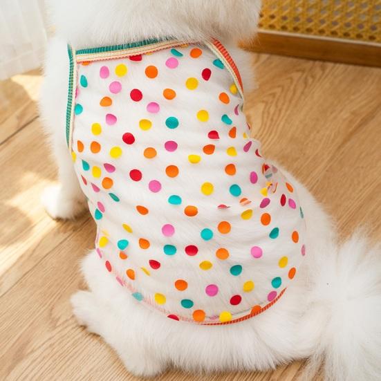 Durchsichtige Netz-Hundeweste Atmungsaktive Sommer-Haustierweste Niedliche Erdbeer-Punkte-Designs Hundetanktop Ärmelloses T-Shirt für Kleine Hunde Katzen