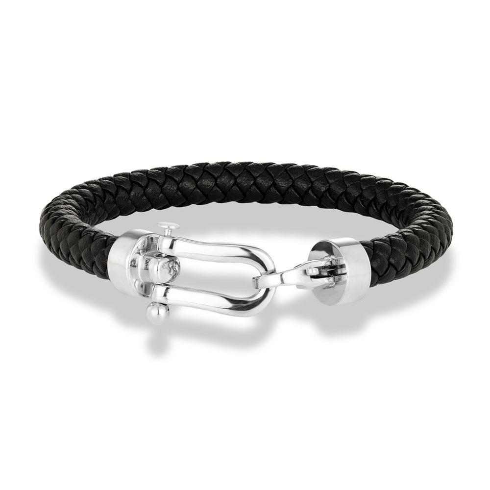 

8Mm Leather Men s Bracelet, Classic Horseshoe Bracelet Fashion 2026 20CM серебряный