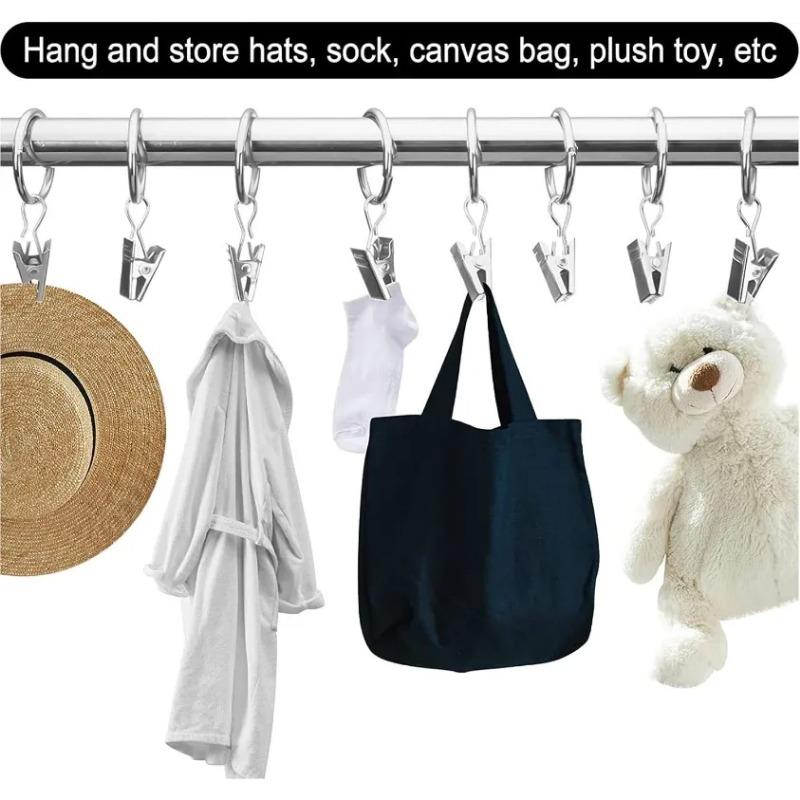 Metall Gardinstångsklämma Rostfria Draperiringar Krokar Hem Badrum Dekorativa Gardinstänger Hängare Hängande Foton Hattar Klämmor