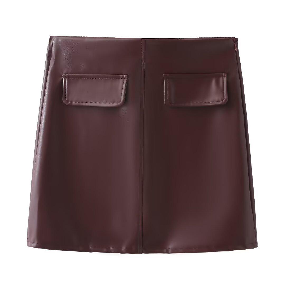 

Женский комплект на осень 2024 года в европейском и американском стиле: топ с длинным рукавом и короткая юбка L