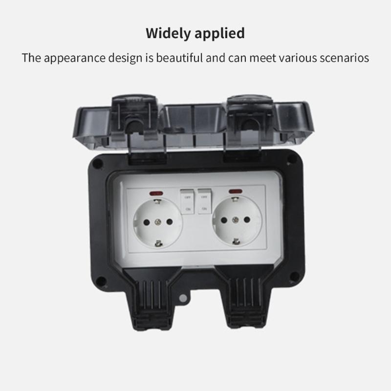 Waterproof and Dustproof Double European Socket with Integrated Switches and Indicators for Outdoor Safety