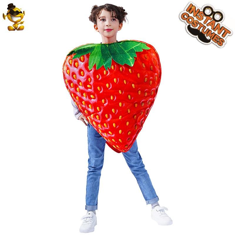 Girls cute strawberry costumes, children's costumes, double-sided strawberry costumes, spoof party costumes