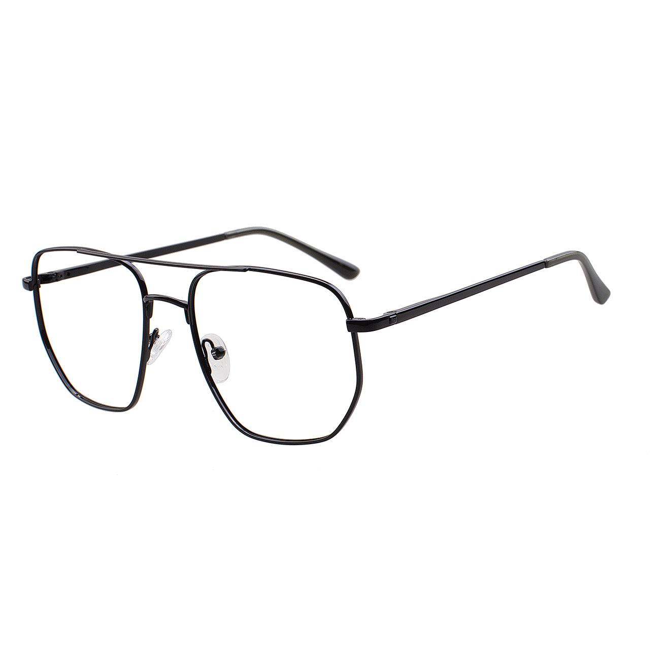 

Очки Metal Trend Plain Face High Sense Мужские пилотные очки с двойным лучом для близорукости Оправа для очков в стиле ретро 0 ° lens чёрный