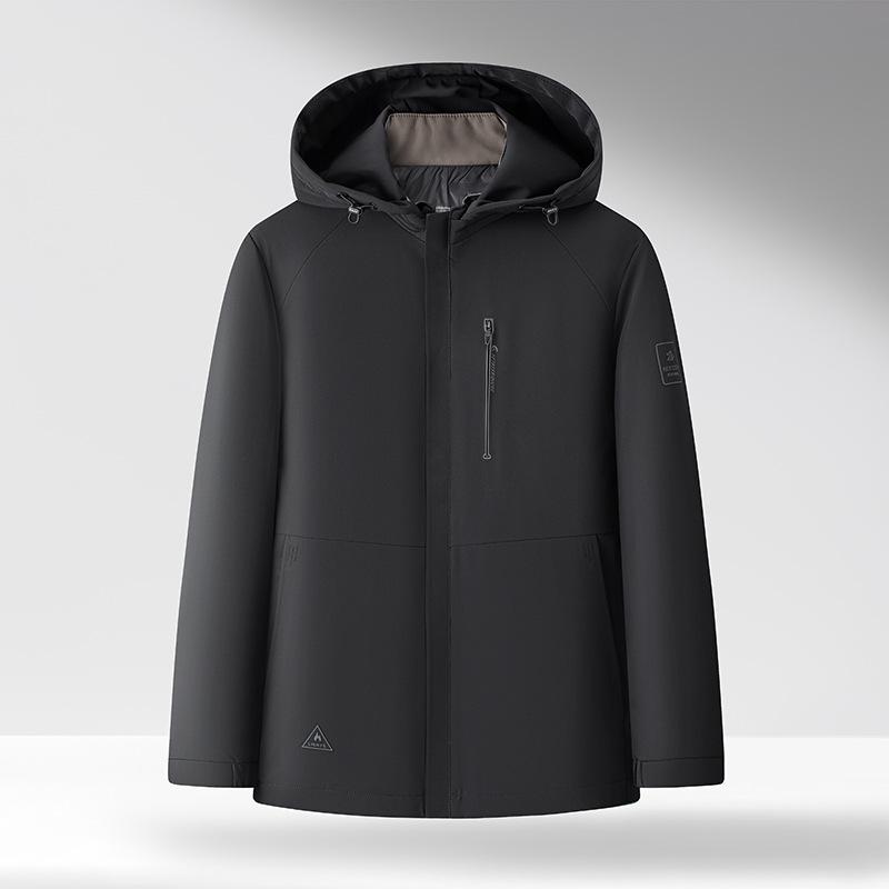 Men's Hooded Winter White Duck Down Jacket - Warm Middle-aged Business Outerwear