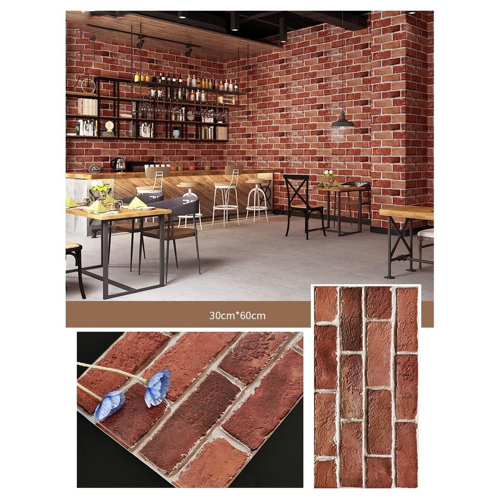 30*60cm 3D Brick Wall Stickers Self Adhesive Waterproof Foam Wallpaper Panel for Living Room Bedroom Kitchen Decor Home Improvement