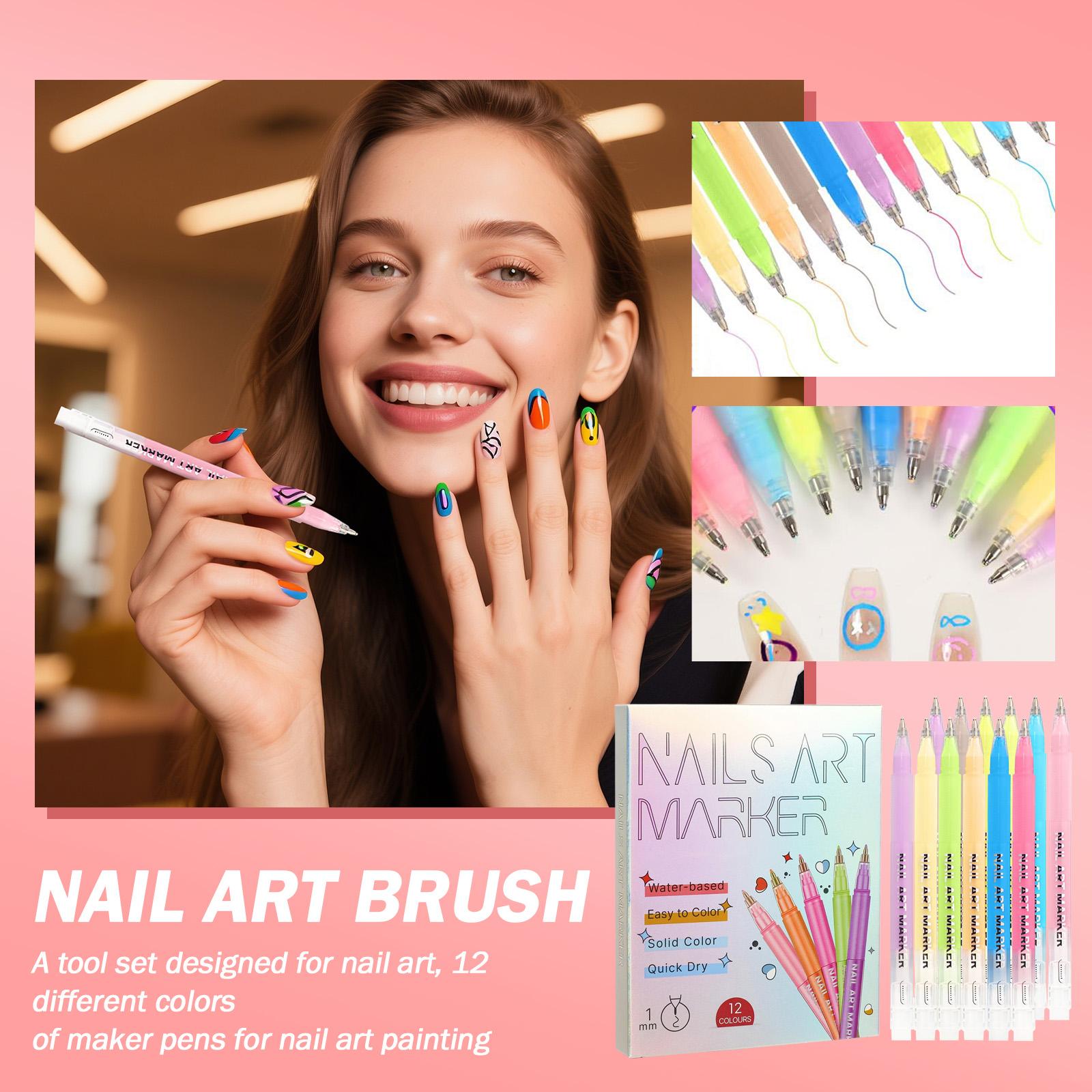 

NAILSARTMARKER1mmDrawing Pen, Nail Painting Pen, DIY , Quick-drying, Colored Pen For Drawing Flowers And Outlining (12 Colors36ml) One Size