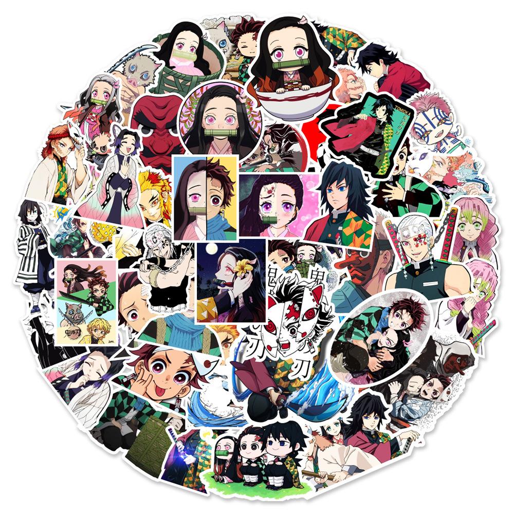 50 New Demon Slayer Graffiti Stickers Mobile Ticket Motorcycle Skateboard Decorative Stickers Waterproof