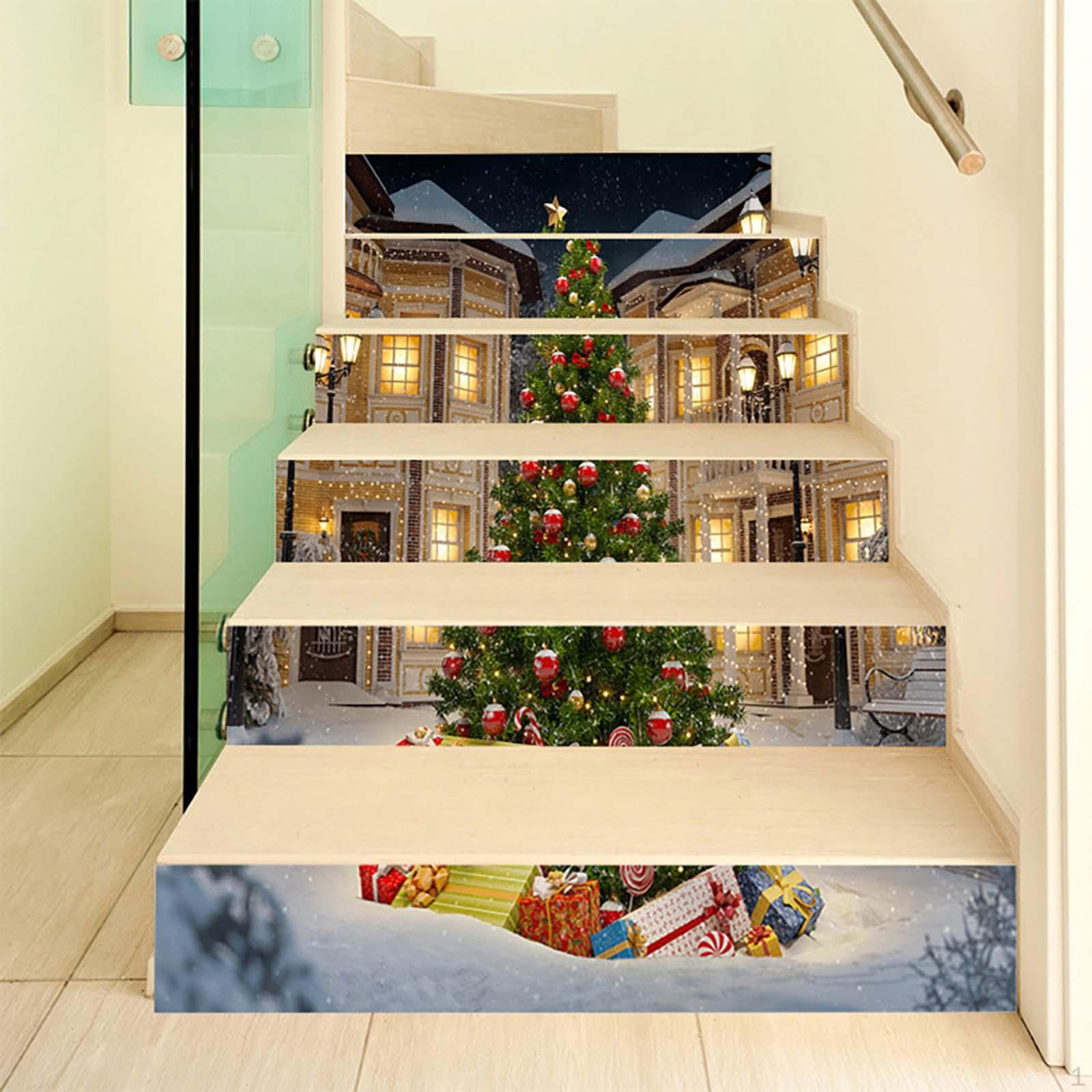 

6Pcs Christmas Stairs Stickers, Staircase Upholstery Decor ,Xmas Tree Stair