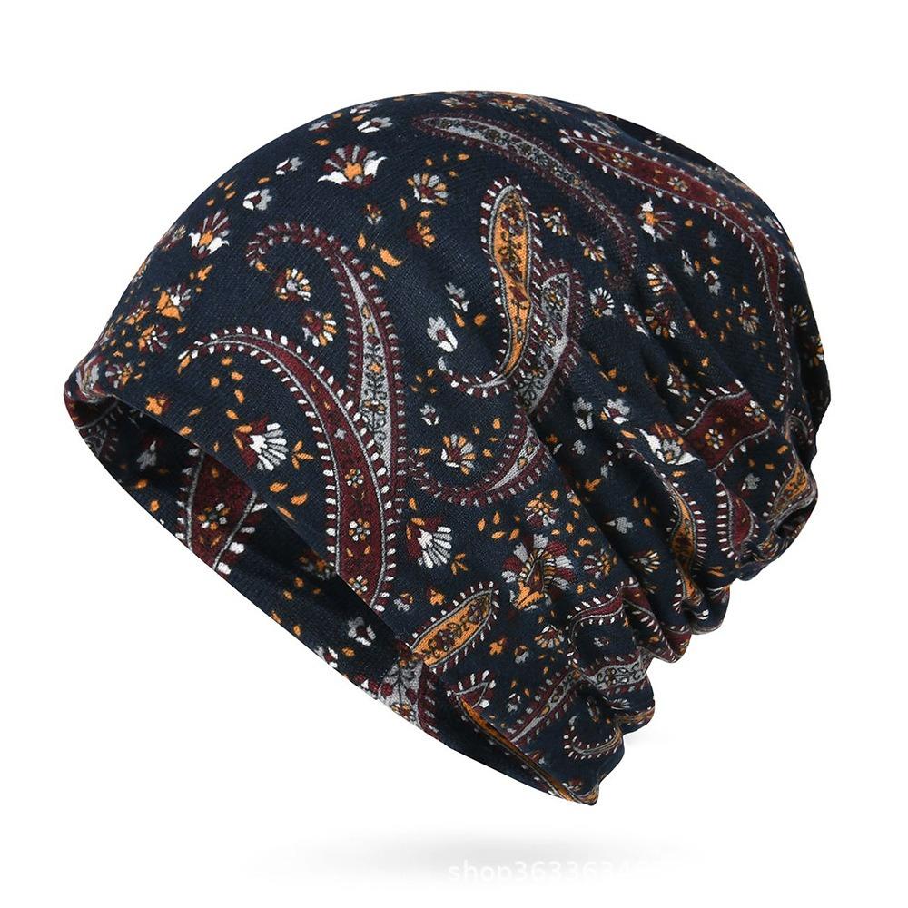 Multifunctional Turban Hats Plaid Print Casual Hedging Cap Autumn and Winter