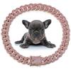 Pink Diamond Diamond Inlaid Dog Collar Dog Necklace Hip Hop Style Diamond Inlaid European and American