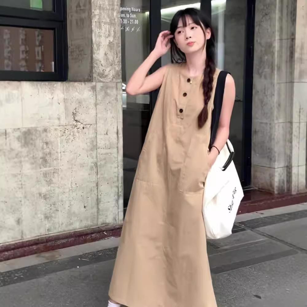 Sleeveless Casual Loose Dress In Summer New Women's Clothing, Slim and Fishing Long Skirt On The Beach