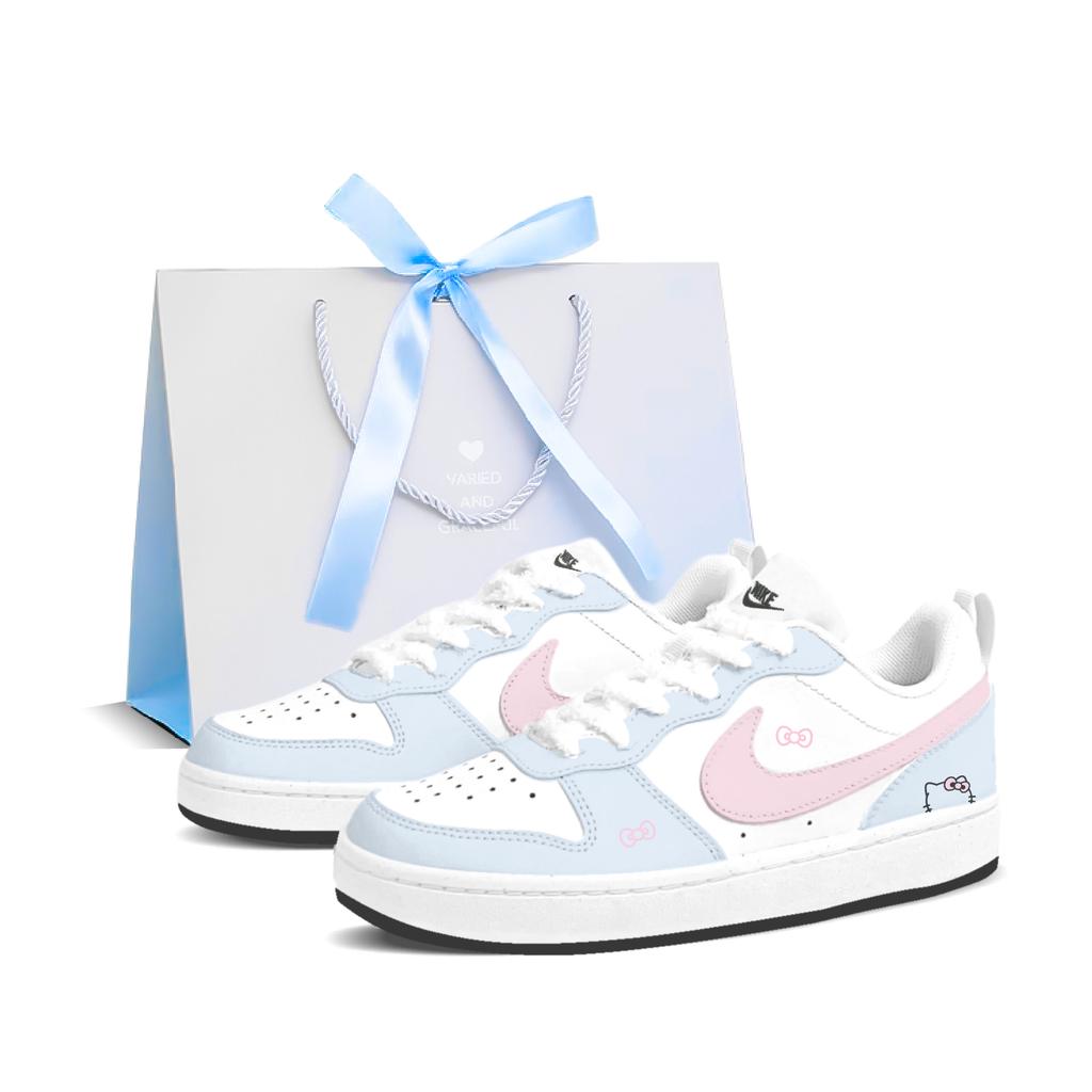 Nike Court Borough Maris Sal Pink Cat Low top Skateboard Shoes Women's Pink Blue DV5456-103(Team1121-)