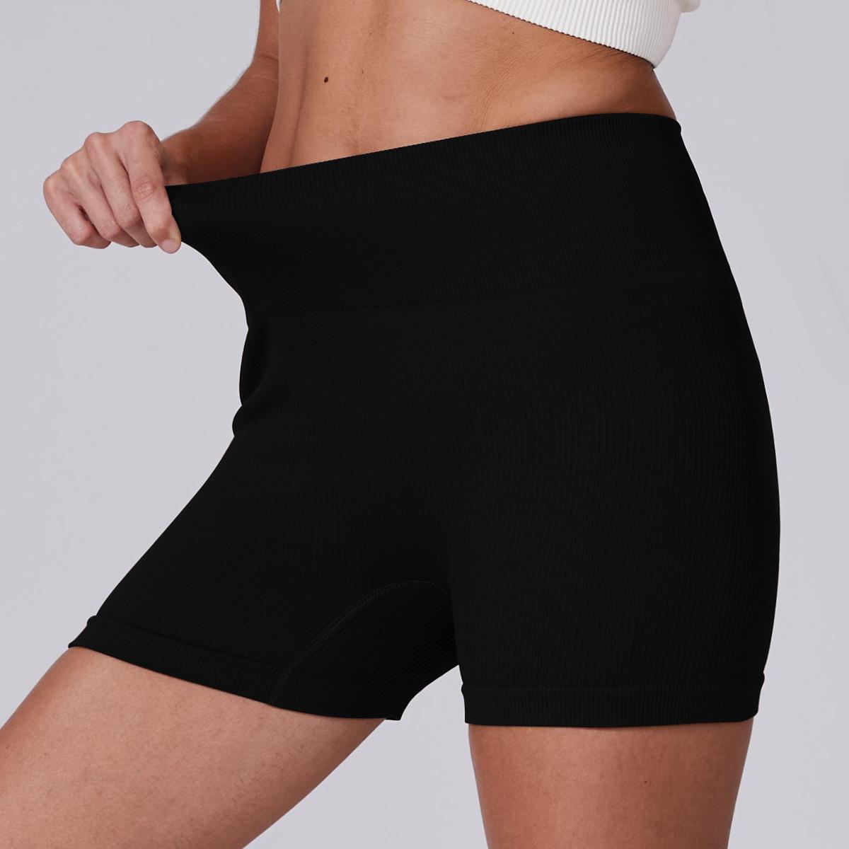 

Sports shorts [] European and American yoga high waist abdomen lift buttocks tight running XL чёрный
