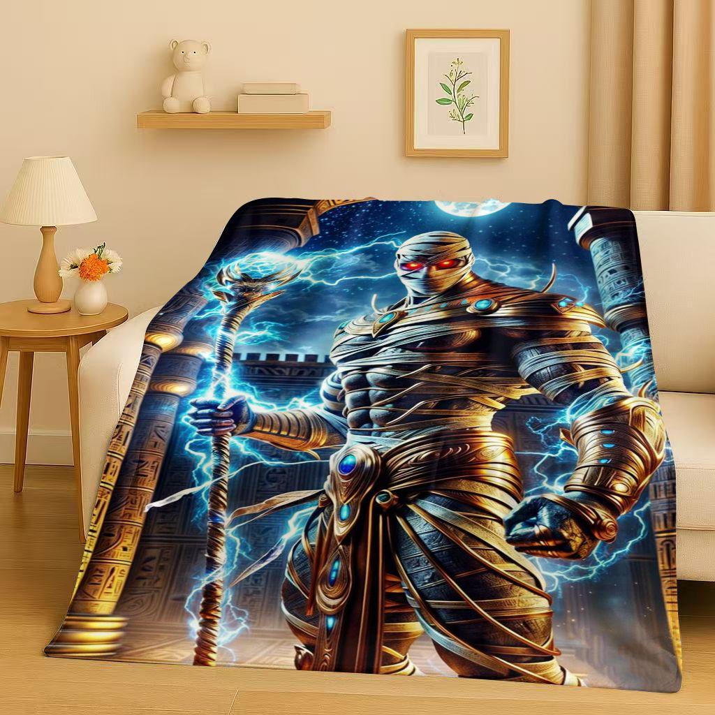 Toter Gott Anubis Pharao Altes Ägypten Mythologie Cartoon Flanelldecke, Ultraweiche Plüschdecke für Zuhause Schlafzimmer Bett Sofa Abdeckung