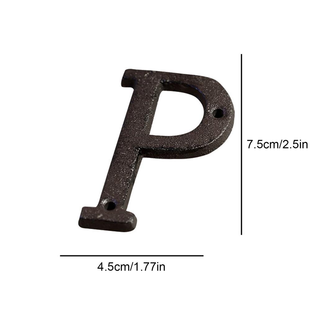 0 to 9, A to Z Metal Letters Numbers Cast Iron Decoration House Sign Doorplate DIY Cafe Wall House Door Address Alphabet Number