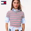 TOMMY JEANS Women's A/W 2025 Striped Ribbed Slim-Fit Short Sleeve T-Shirt