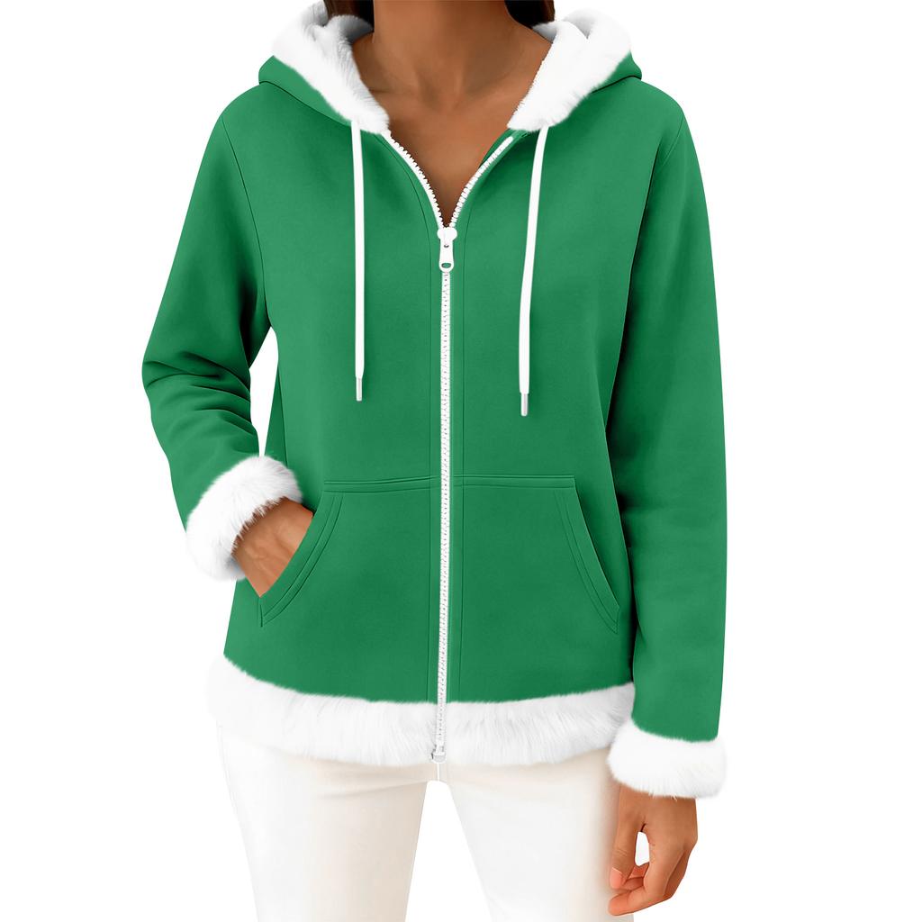 Moteriškas kasdienis madingas ilgomis rankovėmis užsegamas vilnos kardiganas su gobtuvu