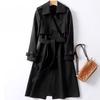 Long Trench Coat Women Lace Up Button Coats Full Sleeve Turn Down Collar Splice Jackets Solid Pockets Office Streetwear