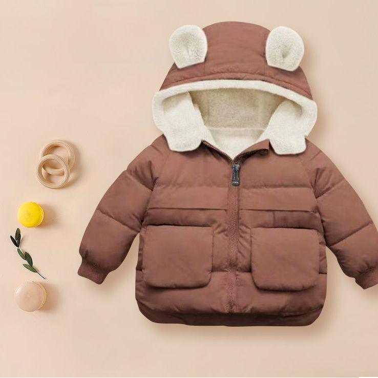 Autumn Winter Warm Outerwear Girl Boy Hooded Lamb Fleece Down Jackets Casual Jacket Children Clothes Baby Thicken Coats